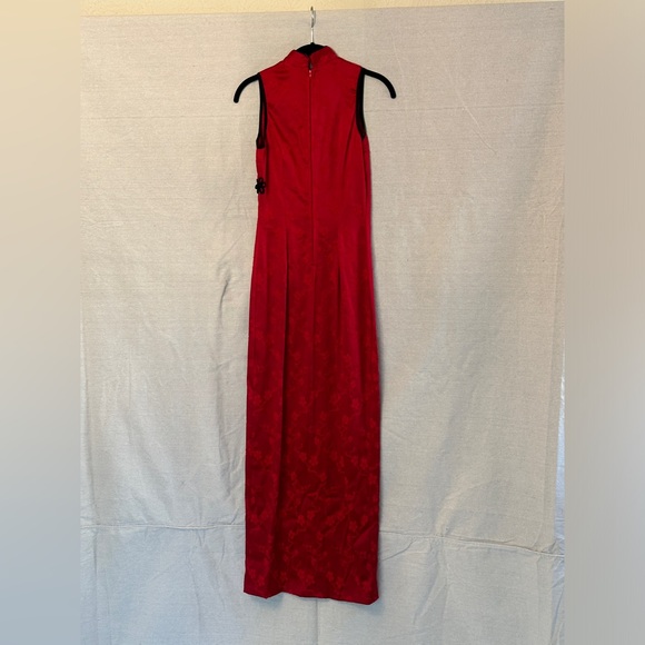 Vintage Red Floral Patterned Chinese Qipao Style Dress - Picture 6 of 9